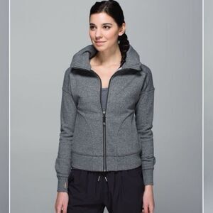 Lululemon Women's Hug It Out Fleece Jacket Heathered Speckled Black Size 4